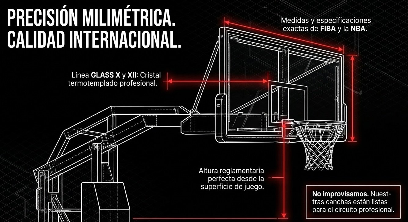 Precisión Milimétrica Top Sport: Equipamiento diseñado bajo estándares FIBA para máxima durabilidad y seguridad en competencia.